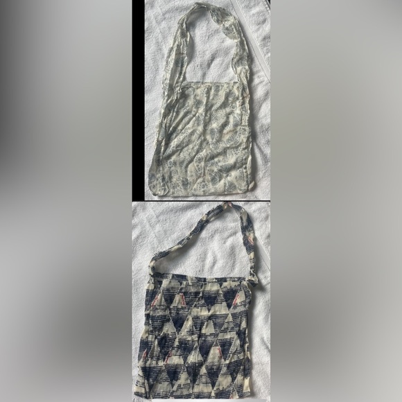 2 Free People Shoulder Bag/Purse/Tote Linen Blue and Gray patterned, Boho - Picture 1 of 6